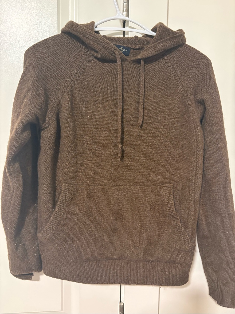 Leonardo Magni Brown Knit Hooded Pullover cashmere wool Xs
